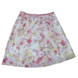 Studio Y Skirt Womens Size 5 Pink White‎ Floral A Line Knee Length Lined Juniors